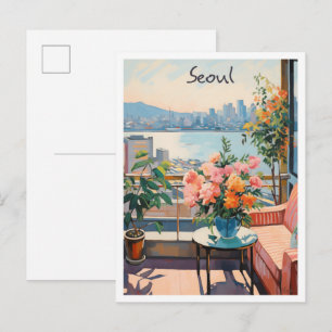 Postal Seúl Corea del Sur Arte Viaje 