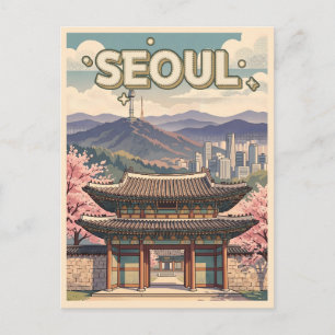 Postal Seúl Corea del Sur – Flores de Cerezo y Horizonte