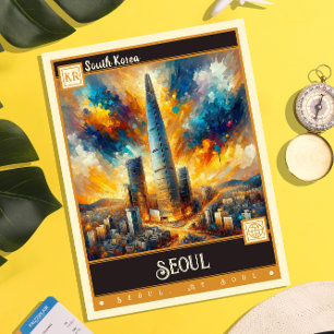 Postal Seúl, Corea del Sur Pintura Vintage