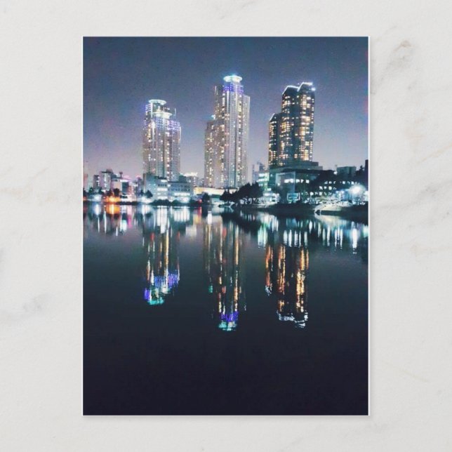 Postal Seúl de noche sobre el río (Anverso)