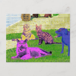 Postal Seurat Sunday Tarde Parodiar Arte Gato