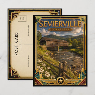 Postal Sevierville Tennessee Arte Deco Vintage Edad Dorad