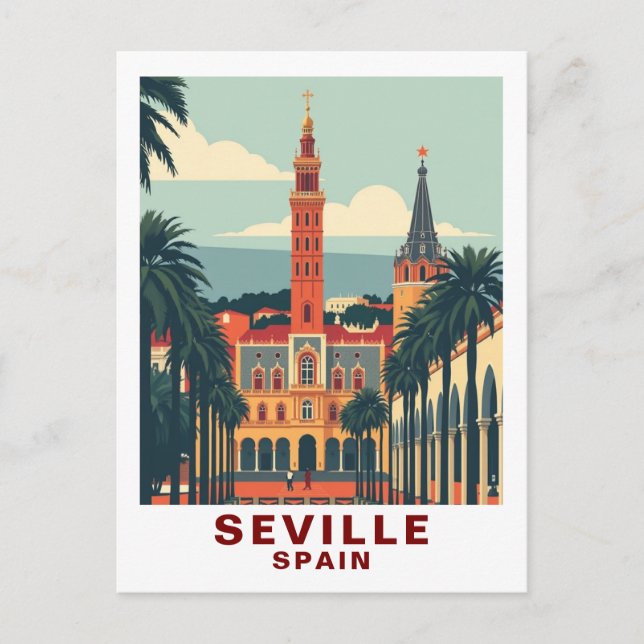 Postal Sevilla Antigua, España Catedral Viaje (Anverso)
