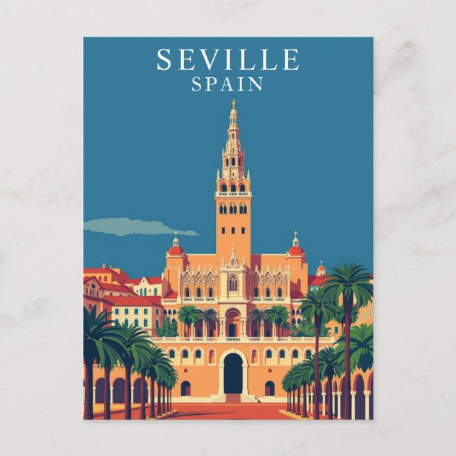 Postal Sevilla, España Andalucía Arte de Viajes Retro (Anverso)