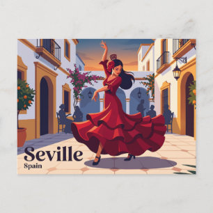 Postal Sevilla España Bailaor de Flamenco de Rojo España
