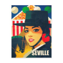 Sevilla, España, chica española con sombrero negro