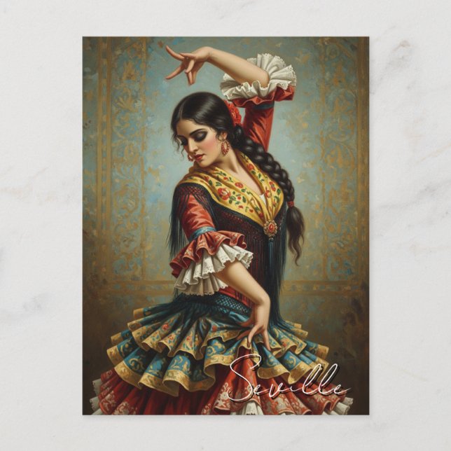Postal Sevilla España Flamenco Dancer (Anverso)