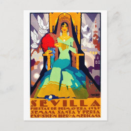 Postal Sevilla, España, mujer con vestido tradicional