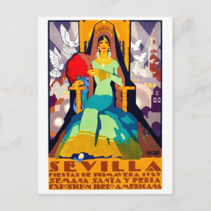 Postal Sevilla, España, mujer con vestido tradicional