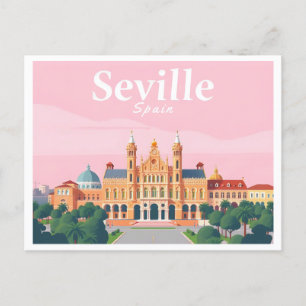 Postal Sevilla España Plaza de España Pastel Viaje