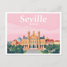 Postal Sevilla España Plaza de España Pastel Viaje