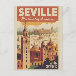 Postal Sevilla España Retiro Silueta Urbana Viaje
