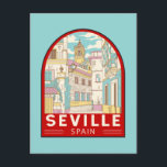 Postal Sevilla España Viaje Retro Emblem<br><div class="desc">Diseño de viaje retro sevillano en estilo emblema. Está situado en la parte baja del río Guadalquivir,  en el suroeste de la península ibérica.</div>