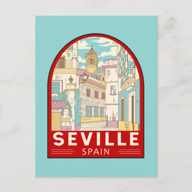 Postal Sevilla España Viaje Retro Emblem (Anverso)