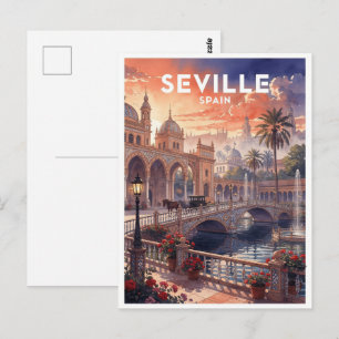 Postal Sevilla España Viaje Vintage