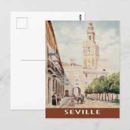 Postal Sevilla, España vintage plaza