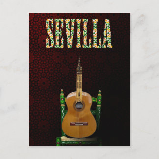 Postal SEVILLA. Guitarra flamenca con Giralda de Sevilla.
