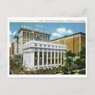 Postal Sexta y Olive Sts., Los Angeles 1933 Vintage