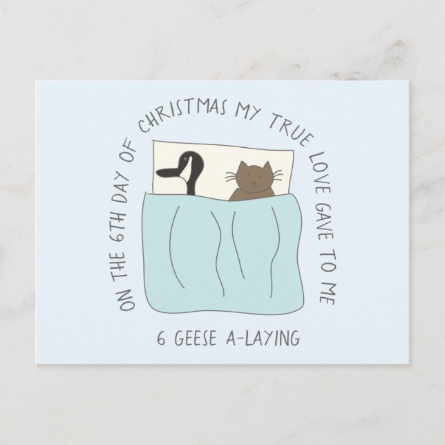 Postal Sexto Día 6 Navidades Geese-A-Laying (Anverso)