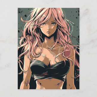 Postal Sexy Anime Chica en bikini negro