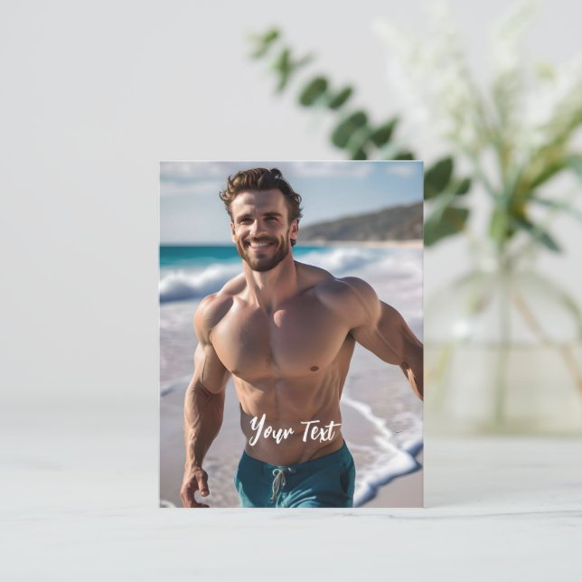 Postal Sexy Brunette Man (Anverso de pie)