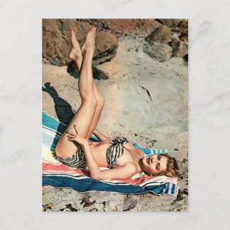 Postal Sexy ● chica de anclaje de época Bikini ● Postcard