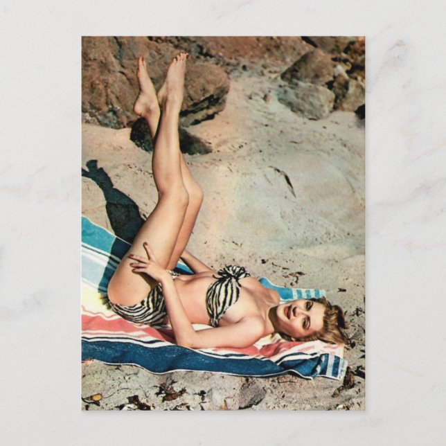 Postal Sexy ● chica de anclaje de época Bikini ● Postcard (Anverso)