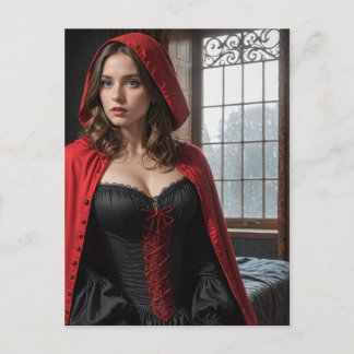 Postal Sexy lencería negra y rubia roja