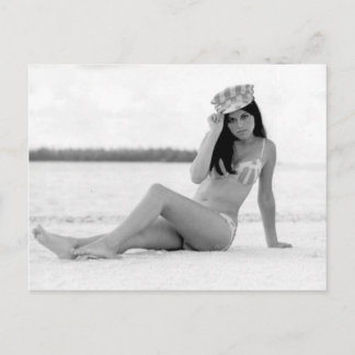 Postal Sexy Vintage Mod Pin arriba foto chica Beach
