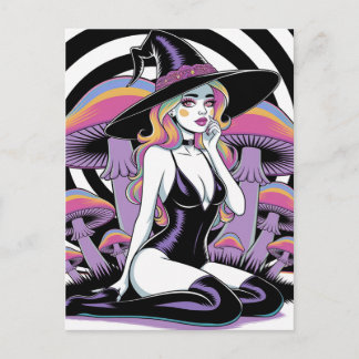 Postal Sexy Witch and Mushrooms