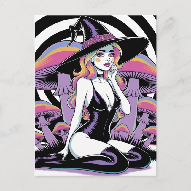 Postal Sexy Witch and Mushrooms (Anverso)