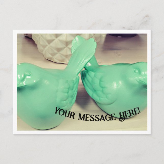 Postal Shabby Bonito Green Birds tuitea IRL (Anverso)