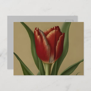 Postal Shabby Chic Lovely Red Tulip