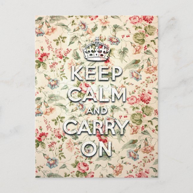 Postal Shabby chic mantener la calma y continuar (Anverso)
