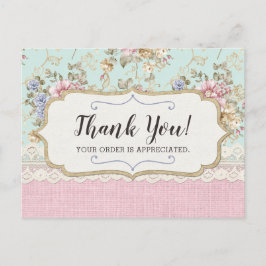 Postal Shabby Chic Pink Floral Boutique Gracias