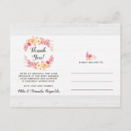 Postal Shabby Chic Rustic Floral Baby Shower Gracias