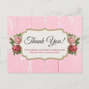 Postal Shabby Chic Rústico Madera Rosa Floral Rosa Gracia