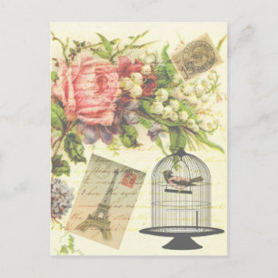 Postal Shabby Chic vintage arte Accesorios de París y reg