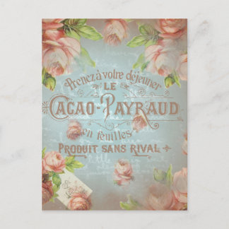 Postal Shabby chic vintage rosas rosa typo