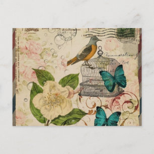 Postal shabby elegance ave botánica provincia francesa
