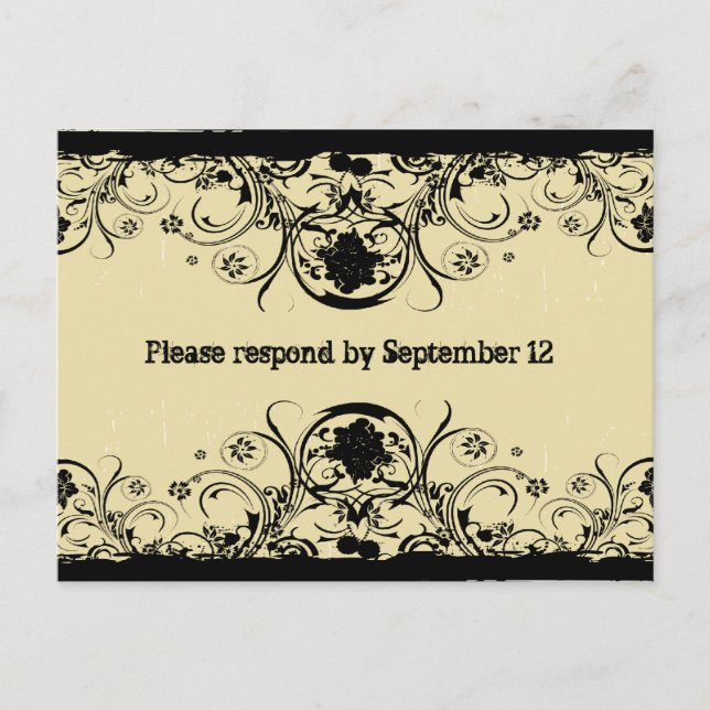 Postal Shabby Old West rsvp, tinte dorado (Anverso)