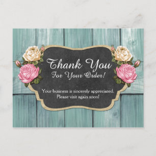 Postal Shabby Vintage Rosas Rustic Chalkboard Gracias