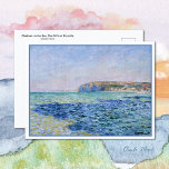 Postal Shadows Sea Cliffs Pourville Claude Monet Postcard<br><div class="desc">A fine art postcard with a Claude Monet impressionist painting,  Shadows on the Sea - The Cliffs at Pourville,  (1882). A brilliant seascape of aqua blue water and a brightly lit sky with cliffs in the background.</div>