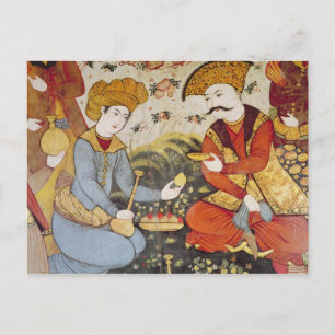 Postal Shah Abbas I y un cortesano