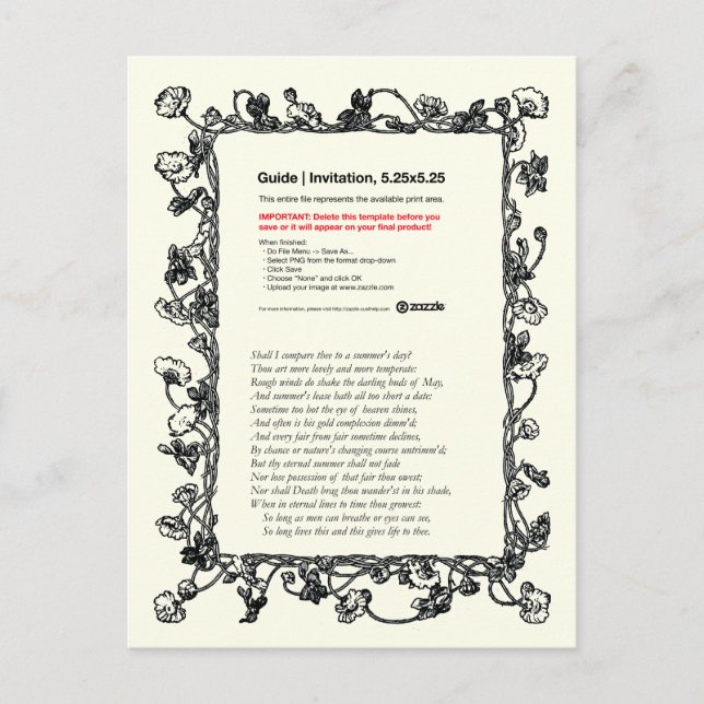 Postal Shakespeare Sonnet # 18 (Anverso)