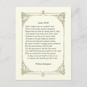 Postal Shakespeare Sonnet # 18