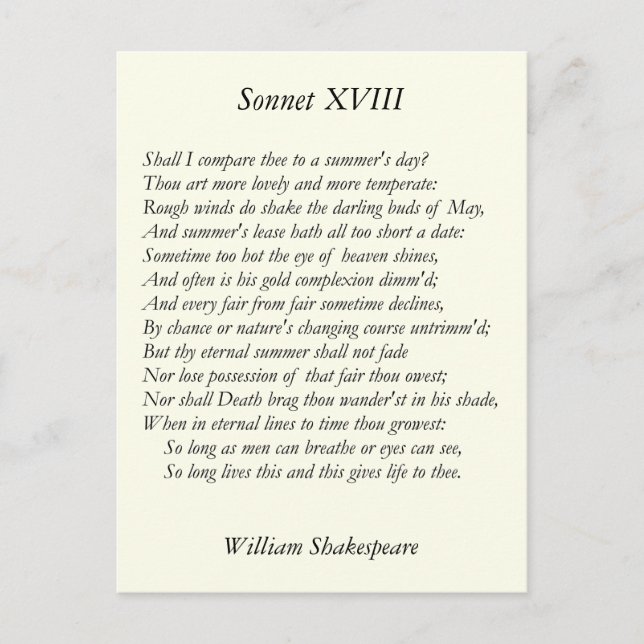 Postal Shakespeare Sonnet # 18 (Anverso)