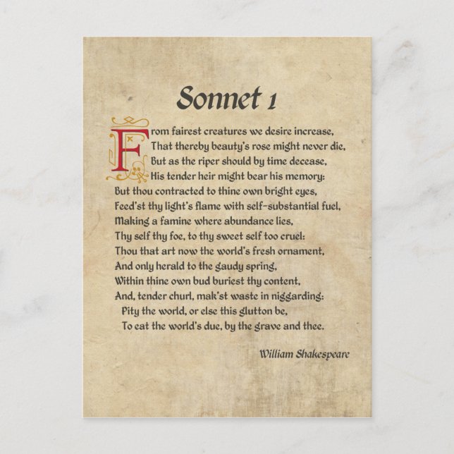 Postal Shakespeare Sonnet 1 Pergamino (Anverso)