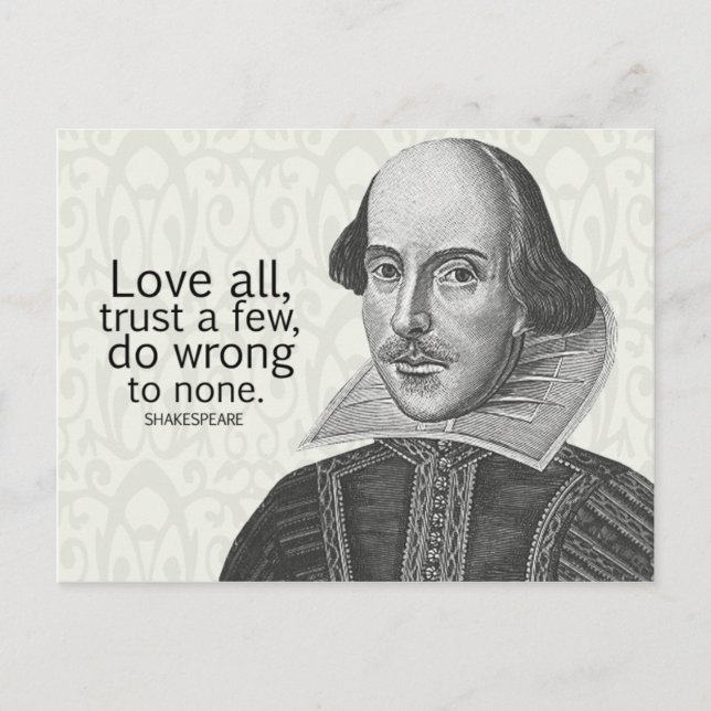 Postal Shakespeare's Love All, Trust a Pocos, Do.. Cita (Anverso)