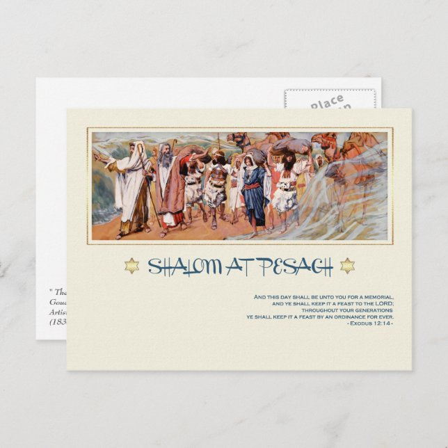Postal Shalom en Pesach.Passover Bella Artes (Anverso / Reverso)
